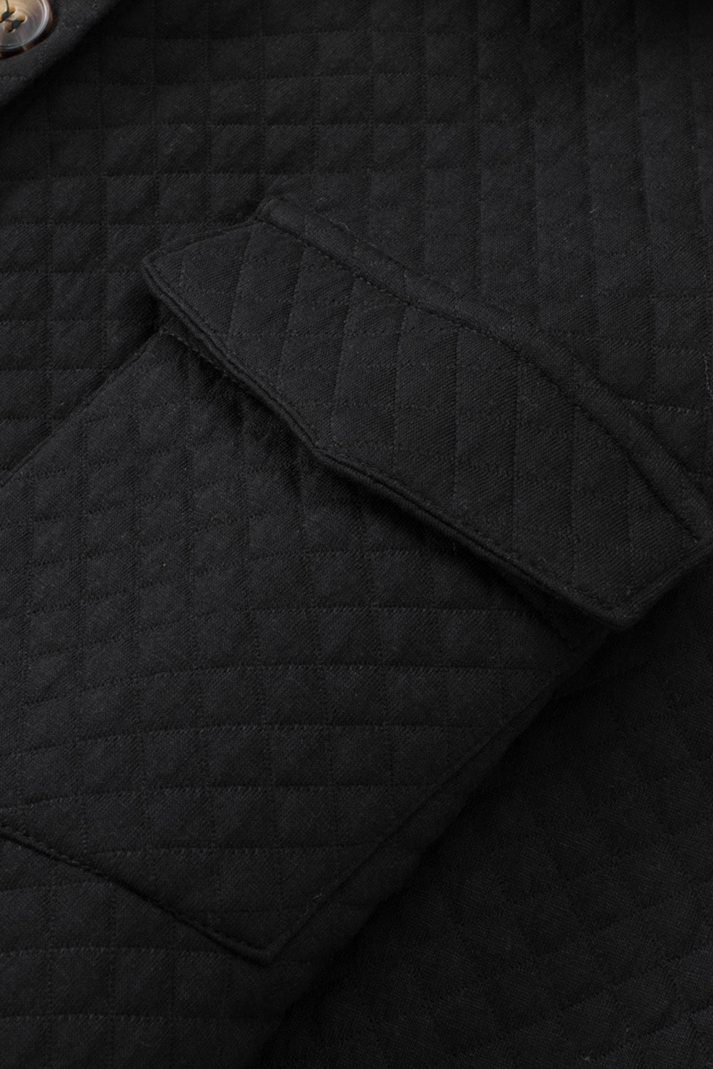 Black Lattice Texture Retro Flap Pocket Button Shacket