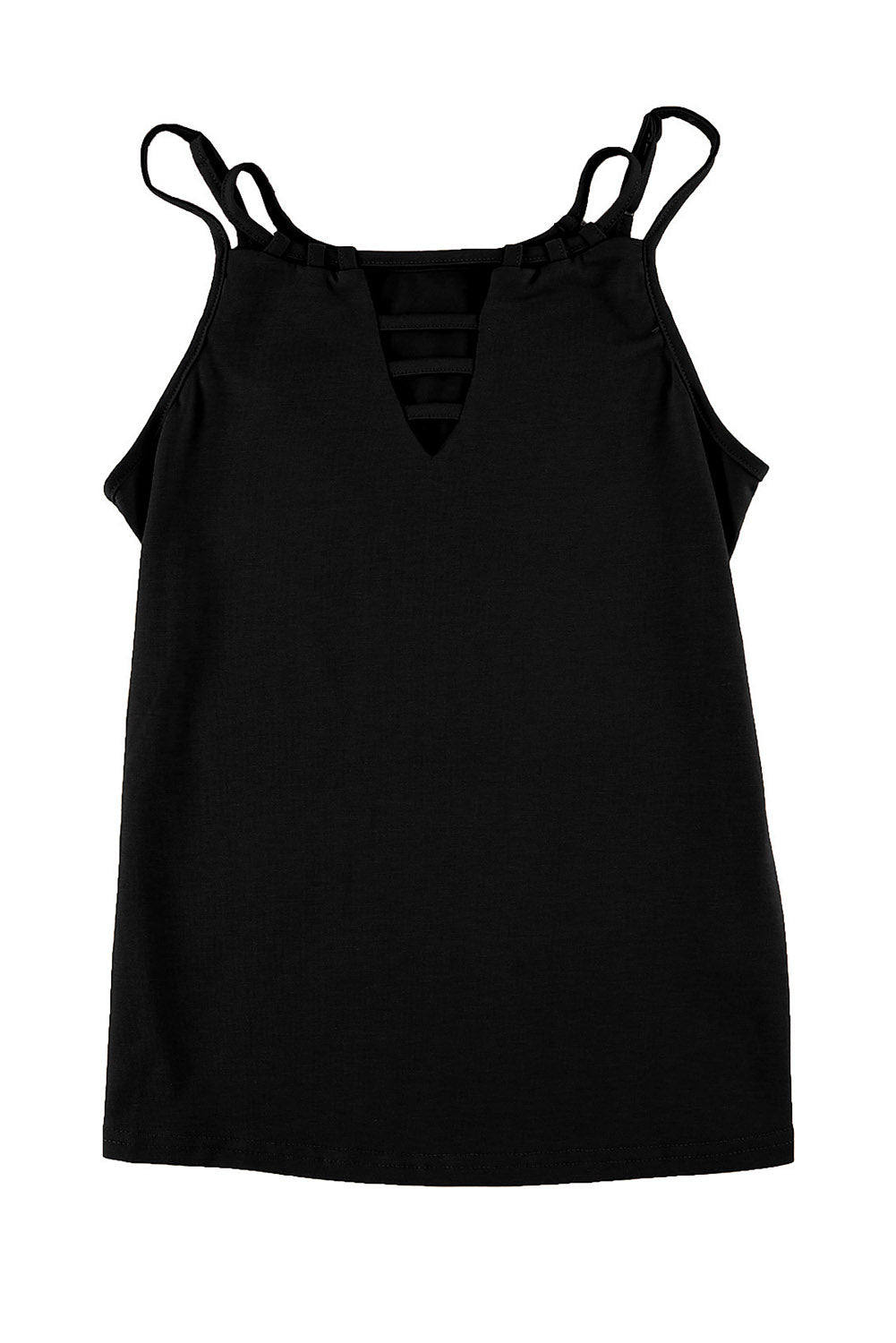 Black Basic Ladder Hollow-out Tank Top