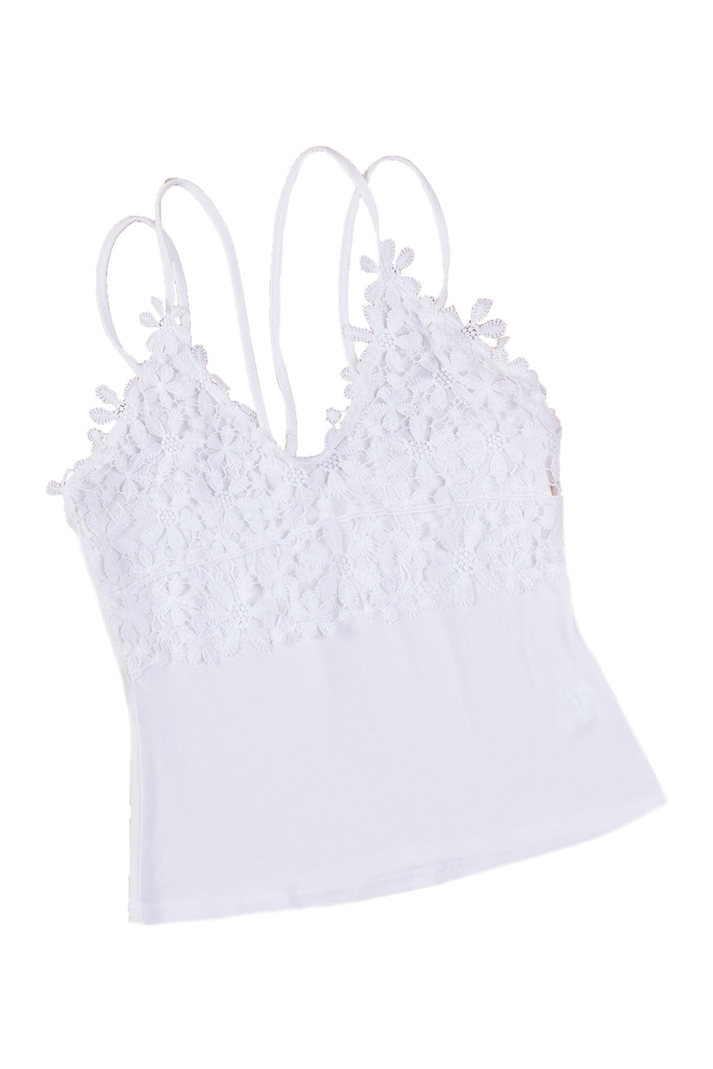 Apricot Casual Lace Overlay Strappy Hollow Out Camisole Top