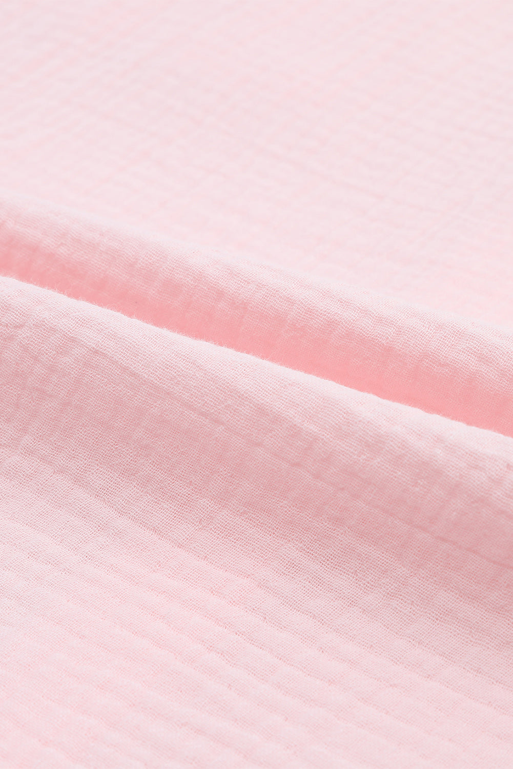 Pink Crinkle Texture Roll-tab Sleeve Shirt