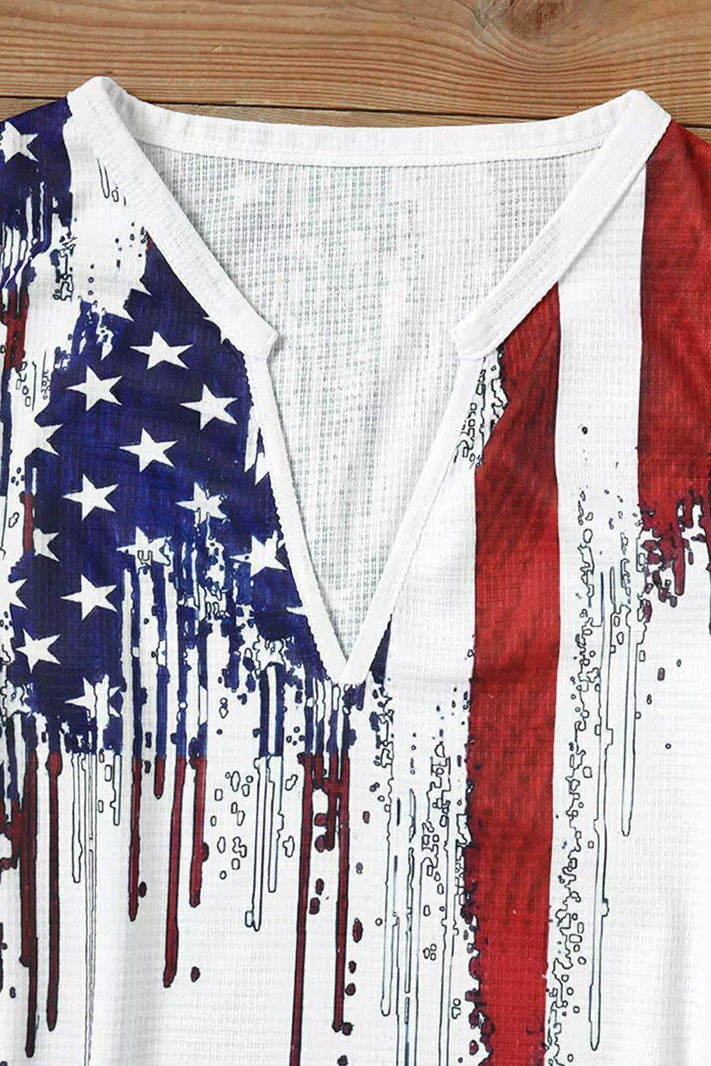 White American Flag Designful Print Notch V Neck Tank Top