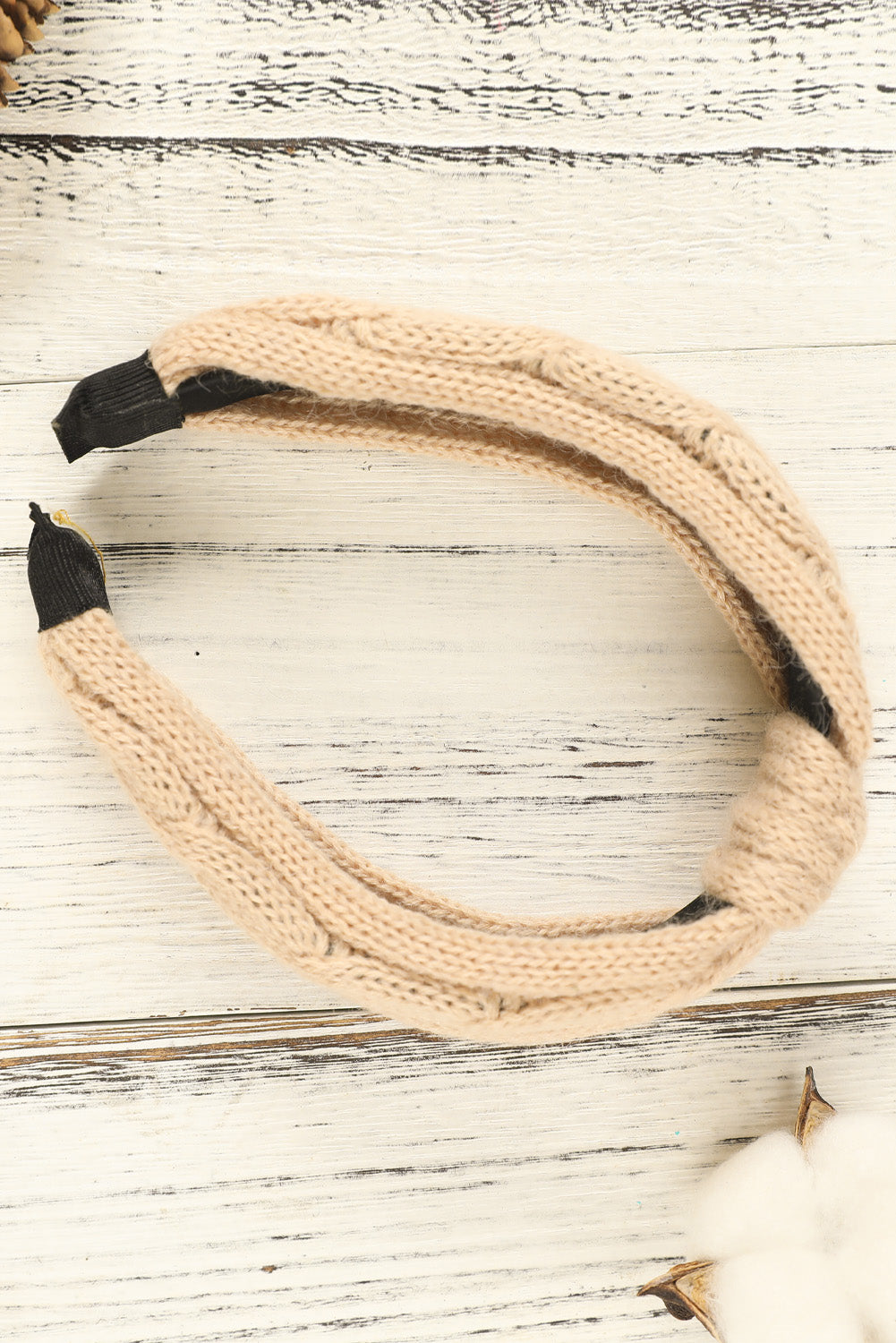 Khaki Bow Knot Cable Knit Headband