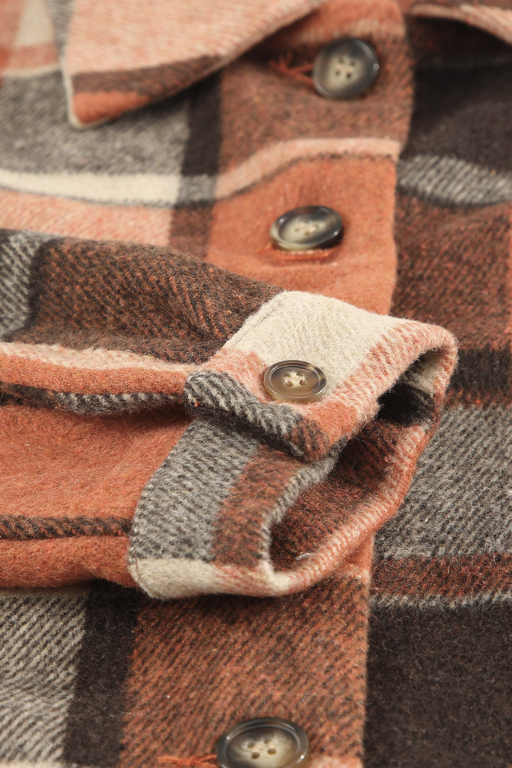 Brown Plaid Button Up Long Sleeve Flannel Shacket