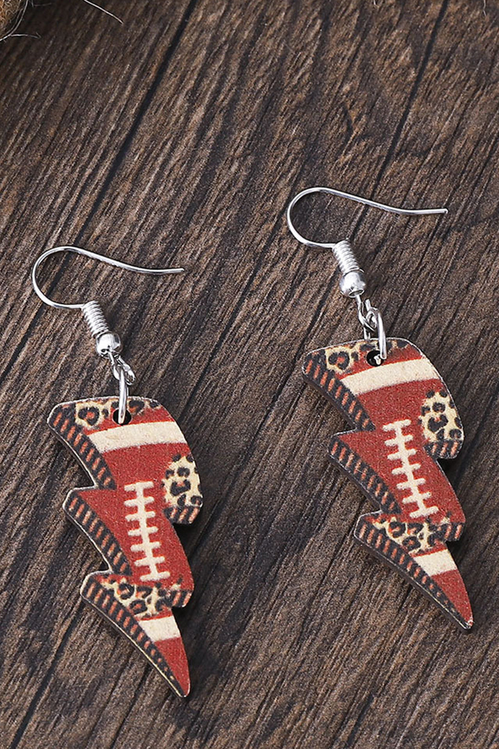 Multicolour Rugby Leopard Print Lightening Shape Earrings