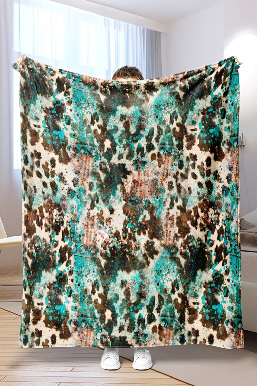 Multicolour 130x150cm Tie Dye Pattern Large Flannel Blanket