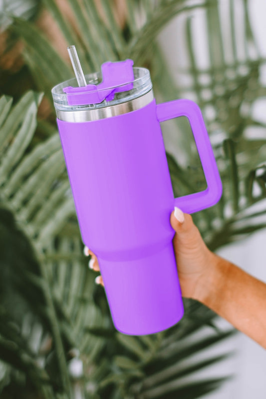 Rosy 304 Stainless Steel Double Insulated Tumbler Mug With Straw