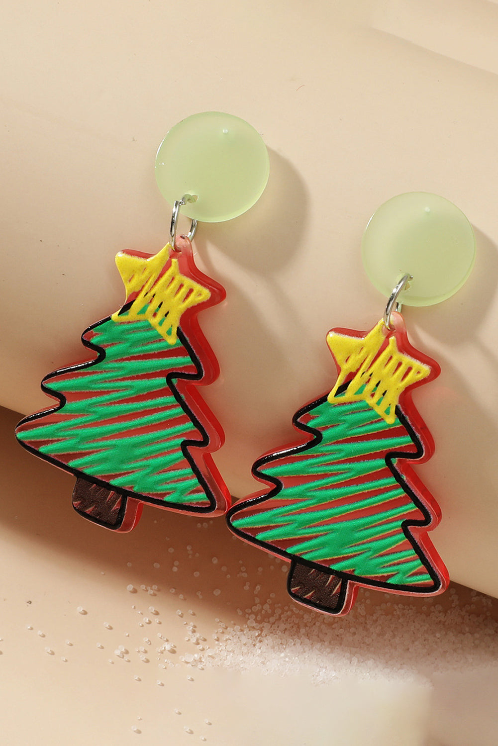 Green Christmas Tree Acrylic Stud Earrings