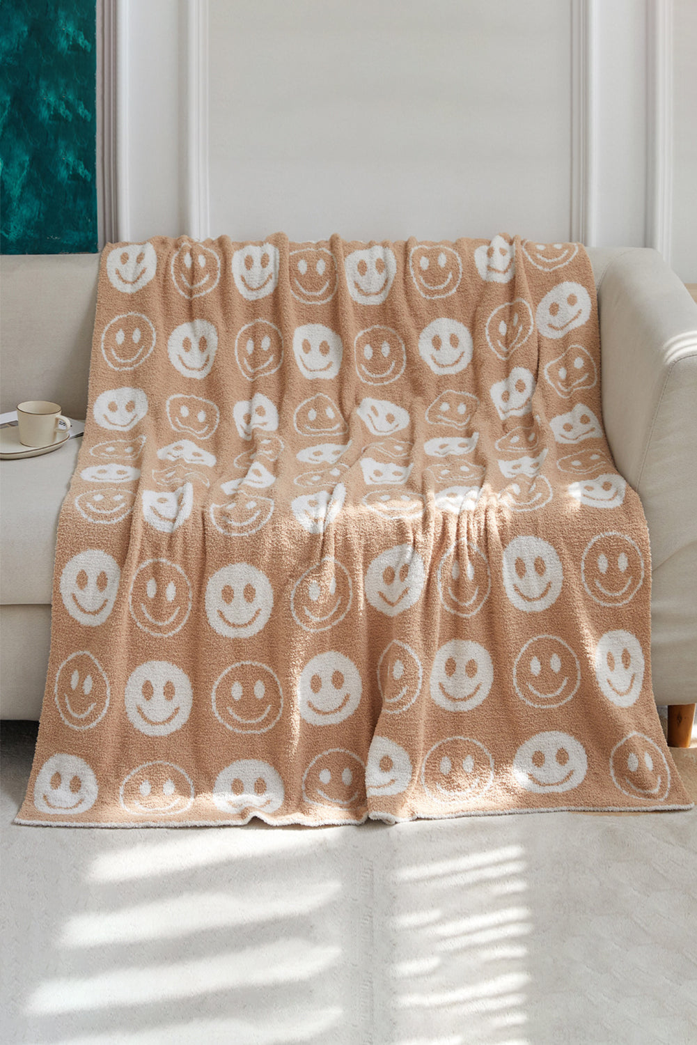 Beige 127x152cm Smile Flannel Fall Winter Blanket