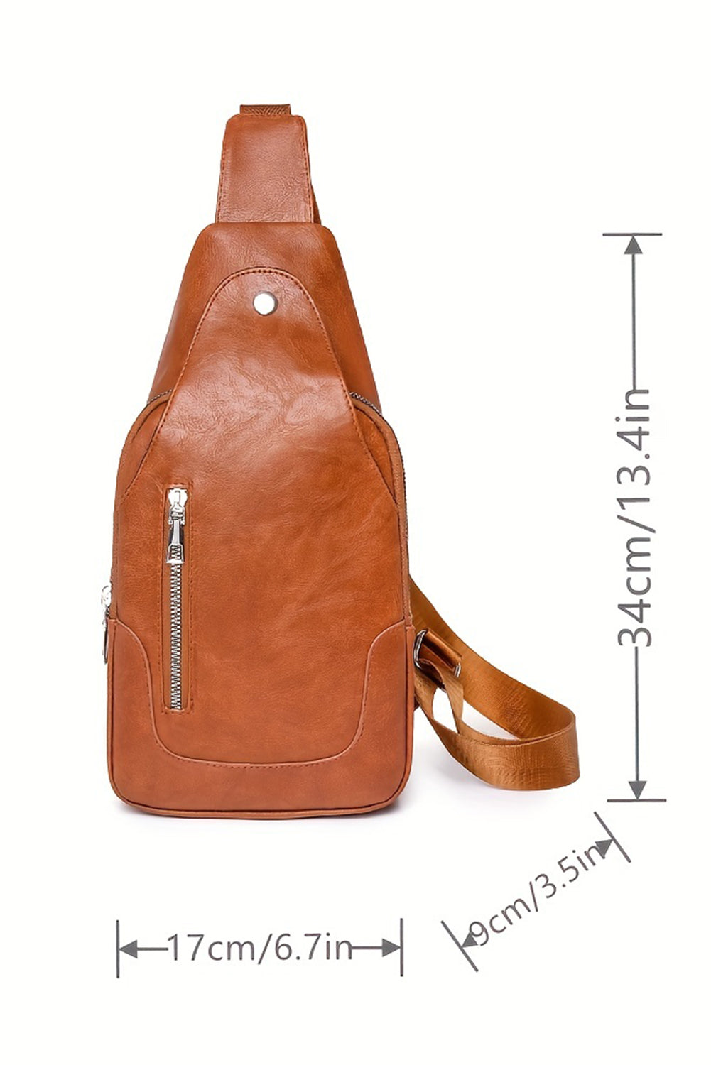 Chestnut Adjustable Straps Zipped PU Leather Sling Bag