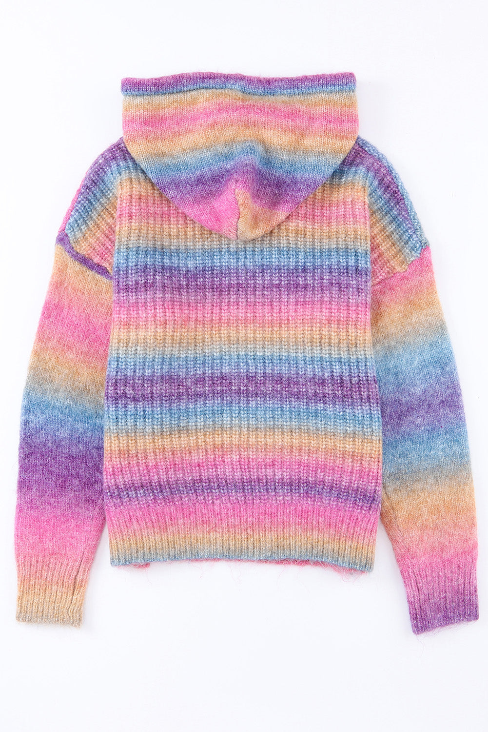 Multicolor Knitted Hooded Sweater with Kangaroo Pocket