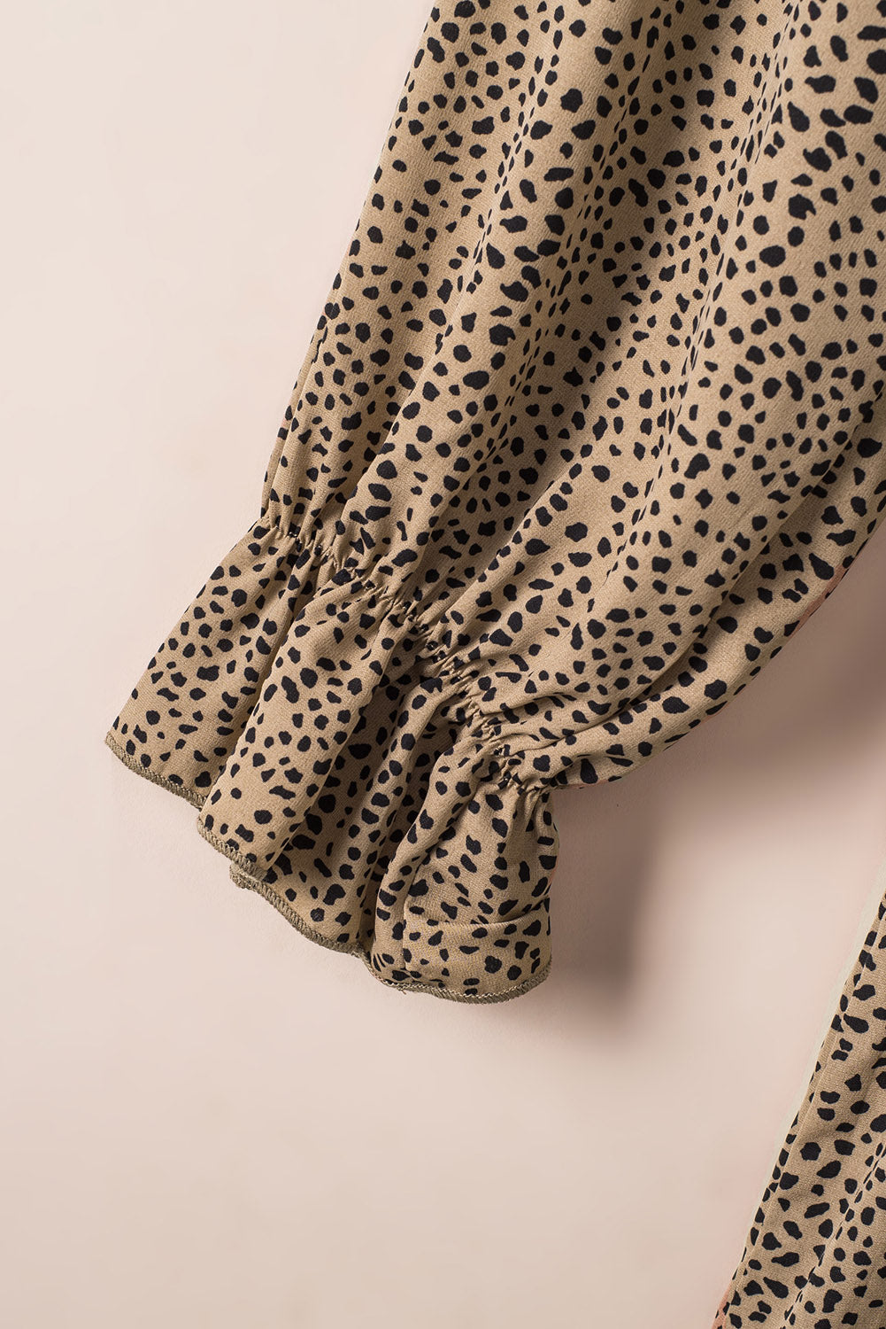 Leopard Spotted Ruffle Cuffs Elastic Waist Plus Size Dress