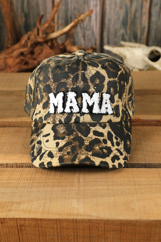Leopard MAMA Letter Embroidered Baseball Cap