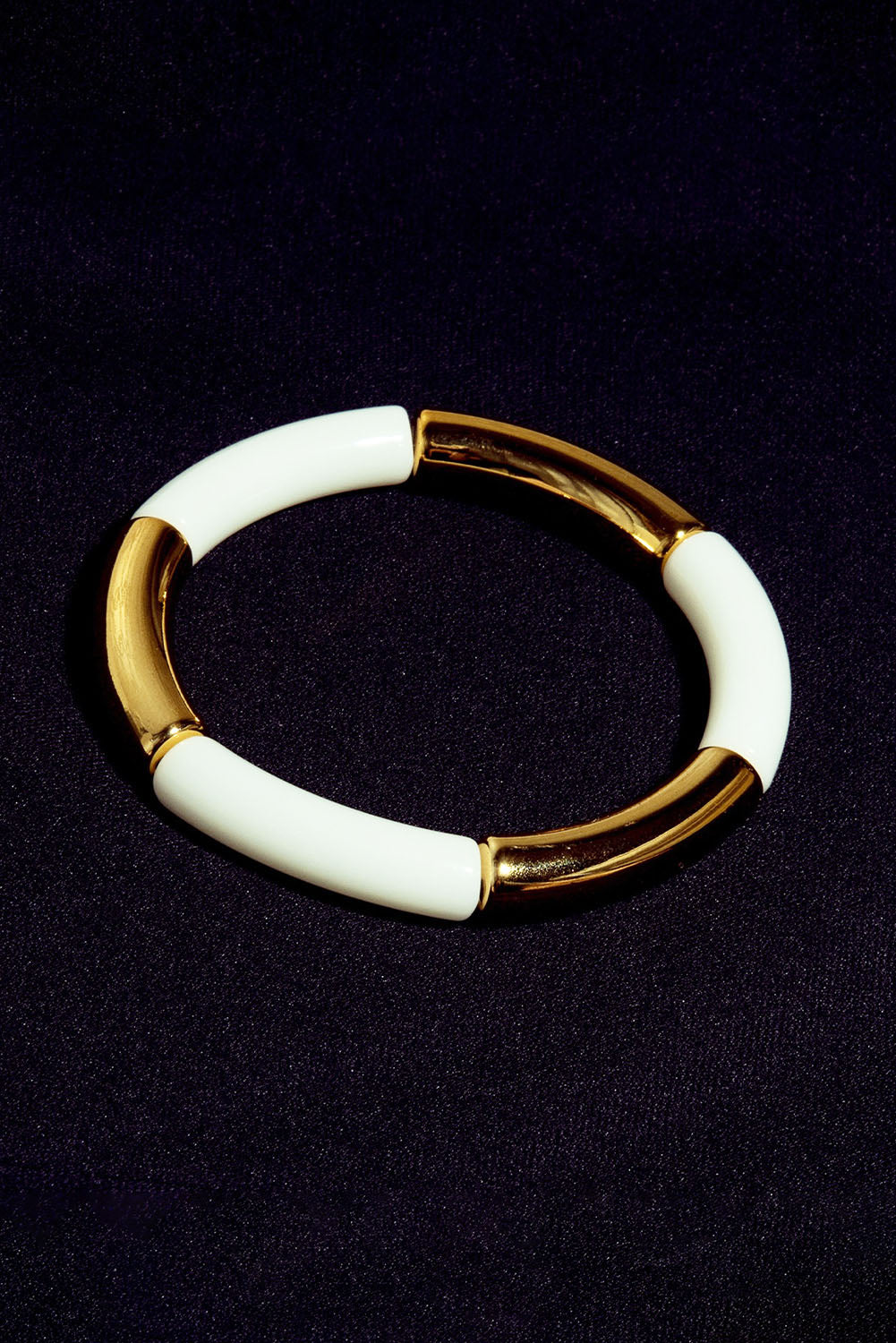 White Acrylic Color Block Metal Bracelet