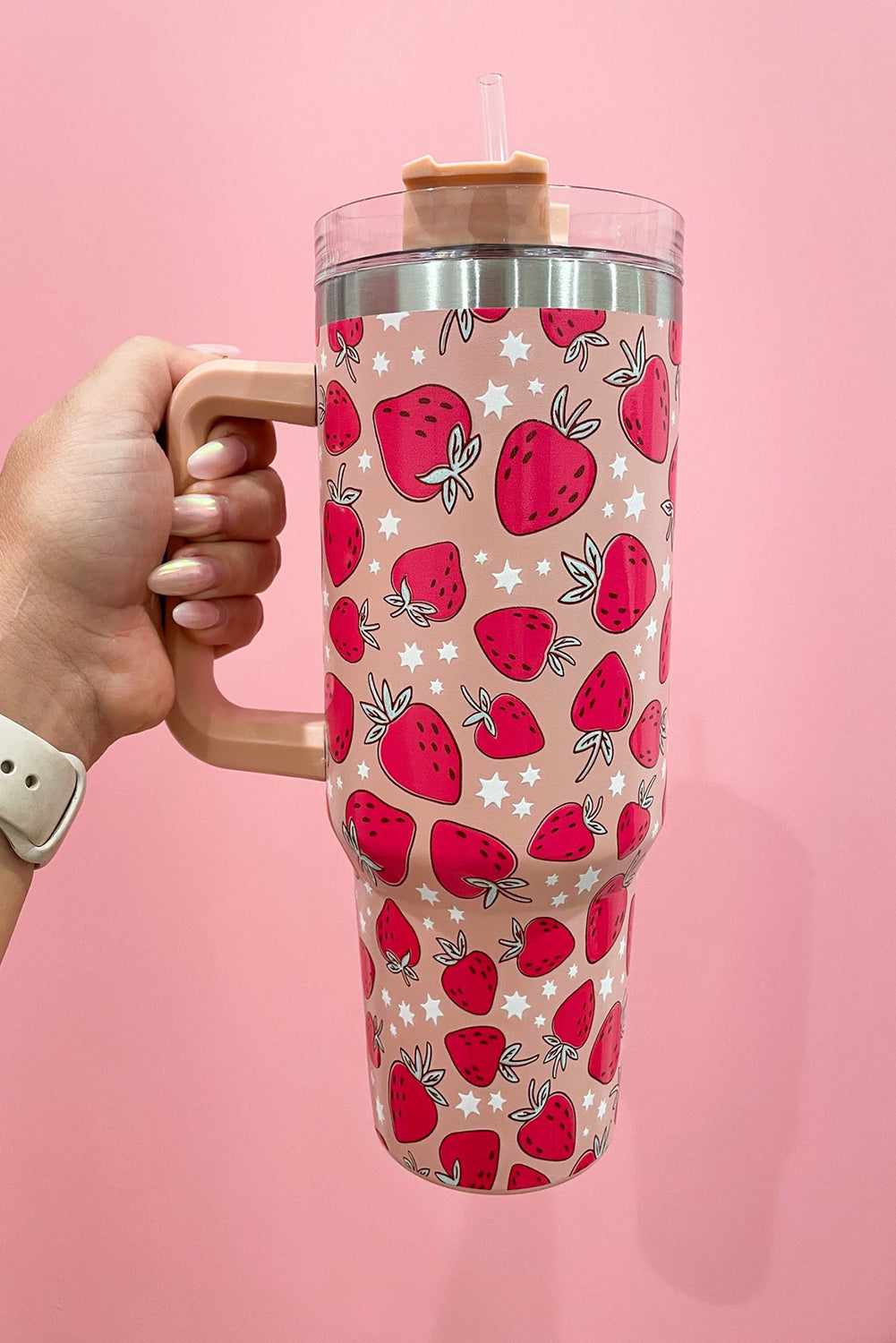 Strawberry & Star Print 304 Stainless Steel Vacuum Cup