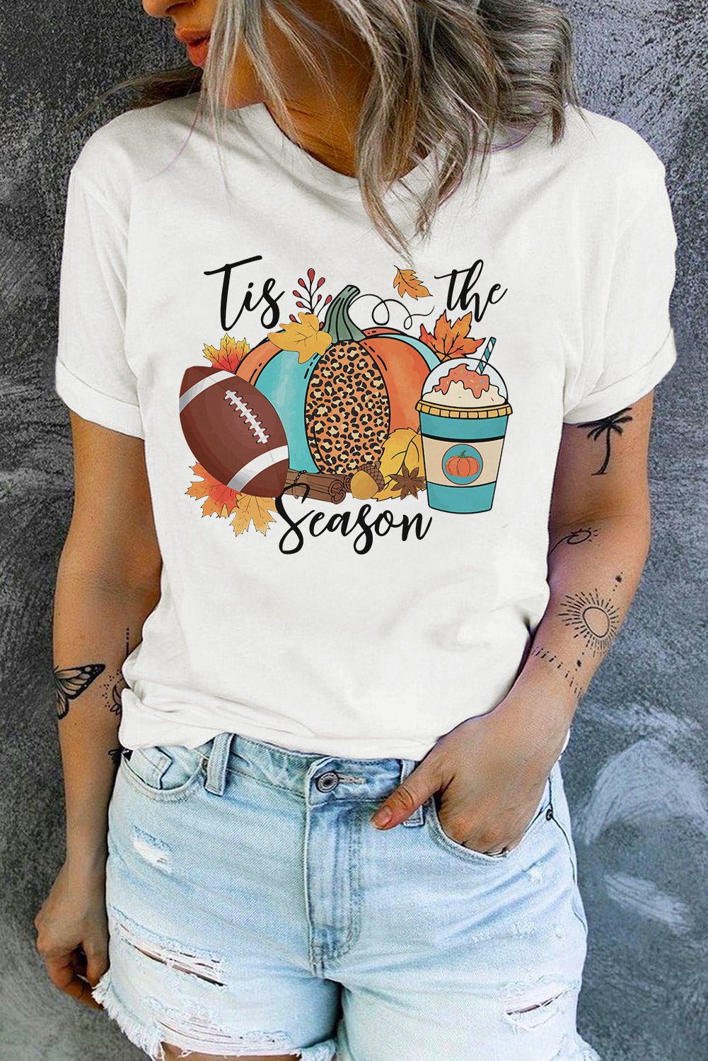 White Tis The Season Pumpkin Casual Graphic Tee