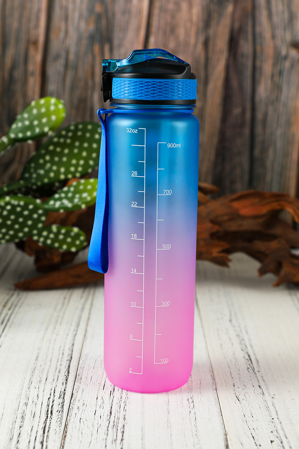 Multicolor 1L Gradient Outdoor Sports Straw Lifting Rope Water Bottle