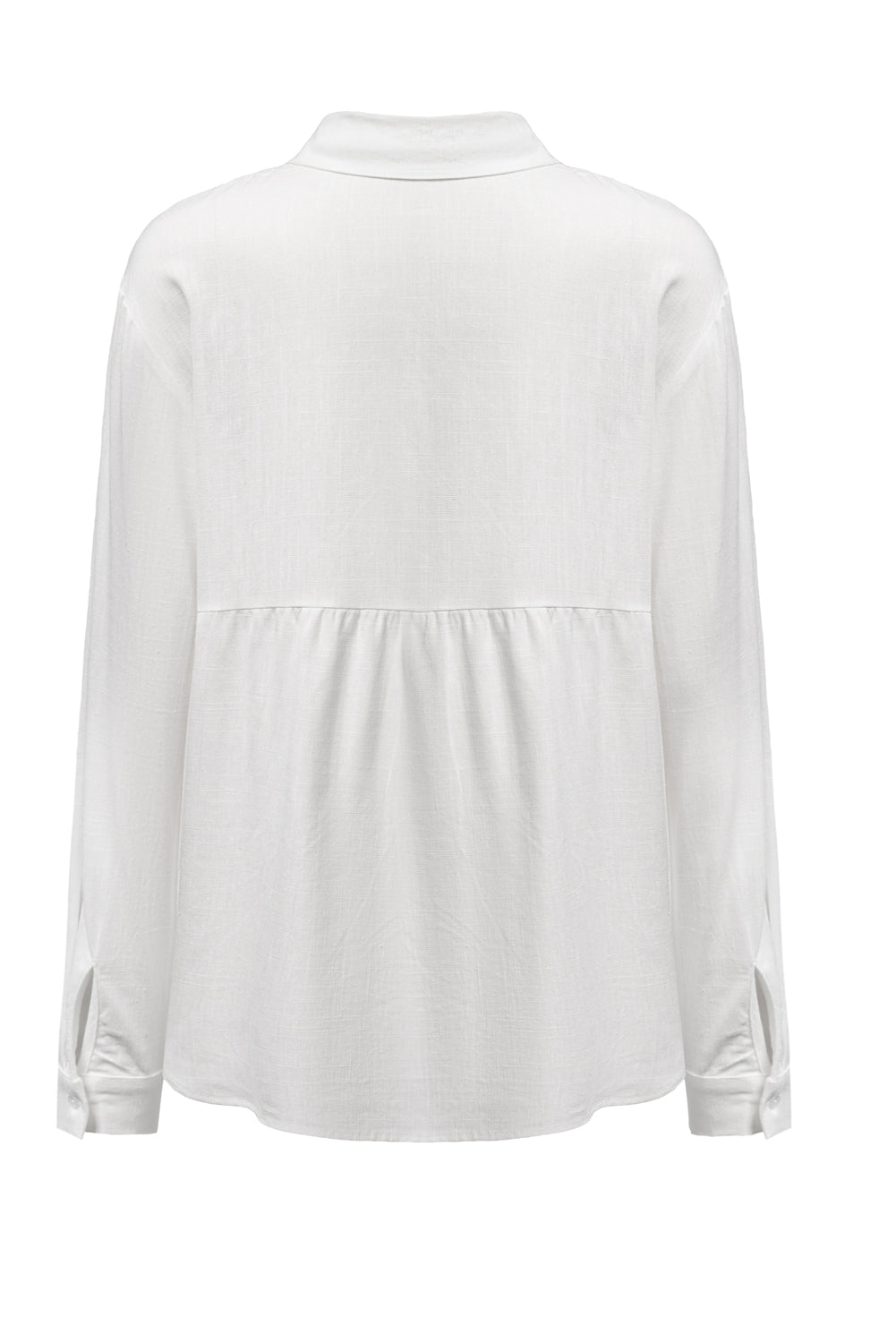 White Long Sleeve Collared Button Up Shirt for Women