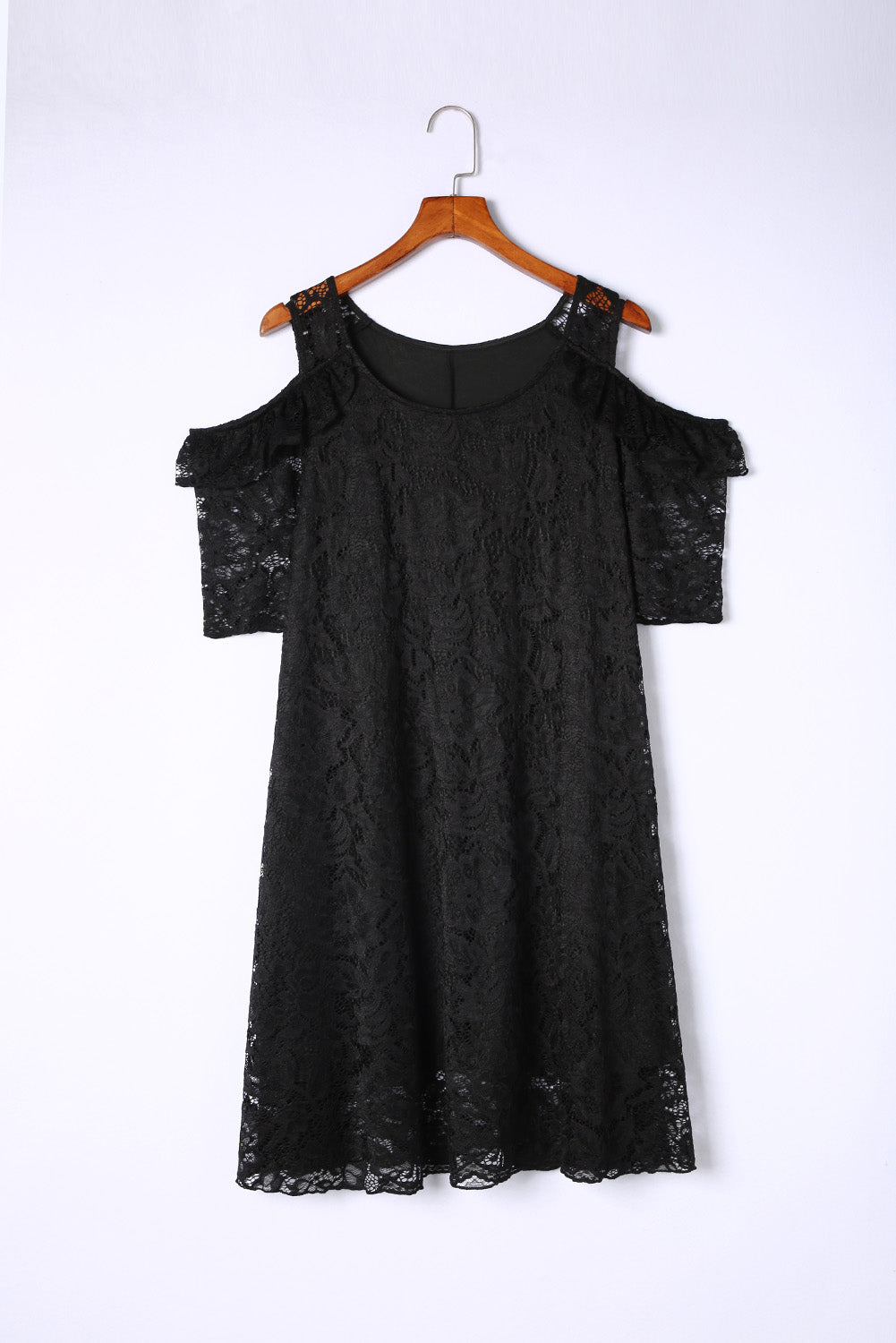 Black Lace Cold Shoulder Plus Size Dress