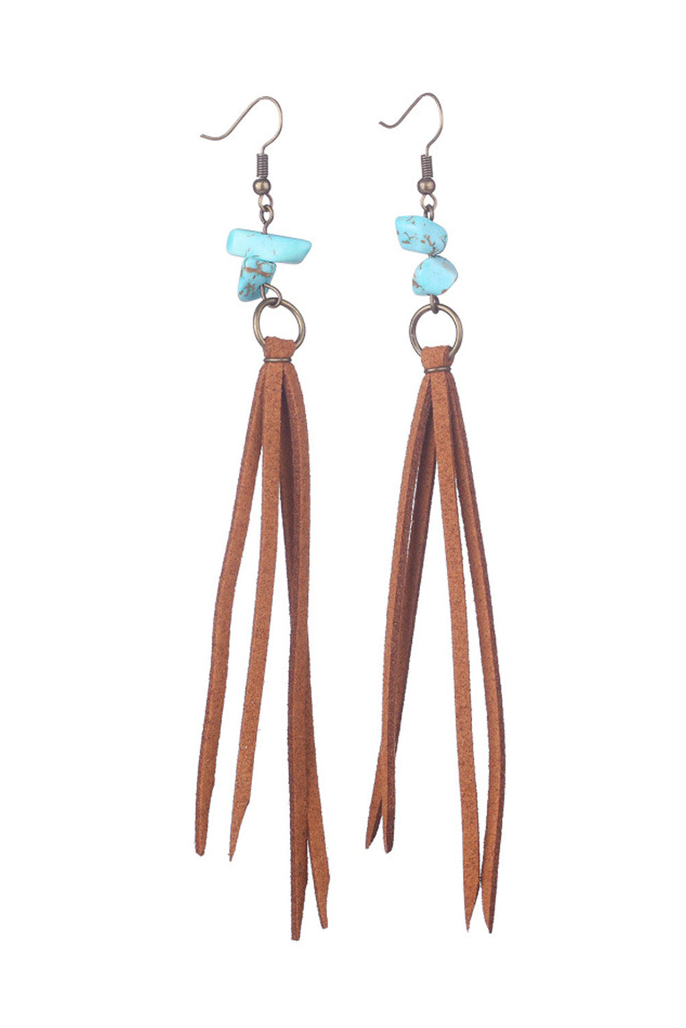 Brown Turquoise Tassel Drop Earrings
