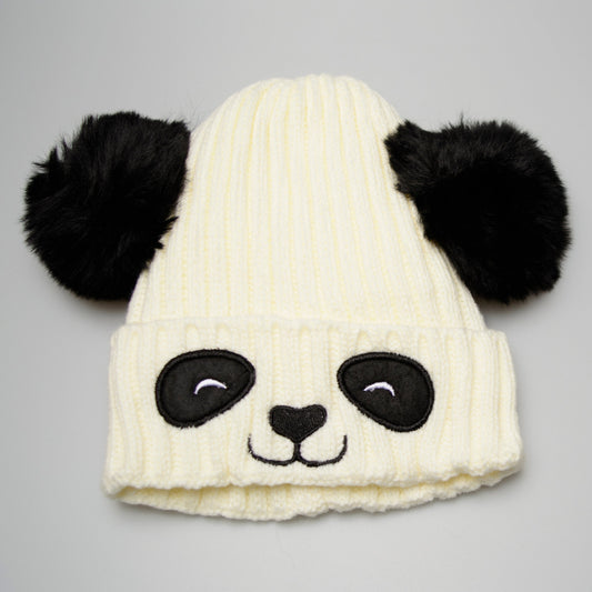 Unisex Cute Panda Cartoon Pattern Knit Winter Beanie For Kids (3-10
