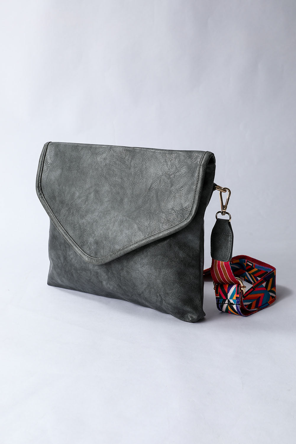 Gray Retro PU Leather Messager Bag