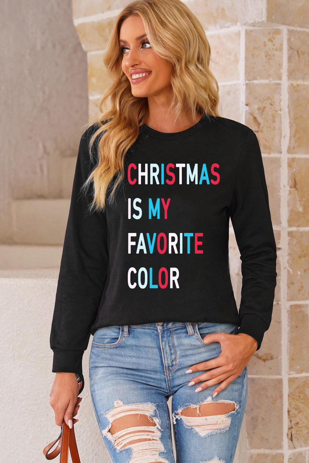 Black Christmas Is My Favorite Color Long Sleeve Graphic Tee