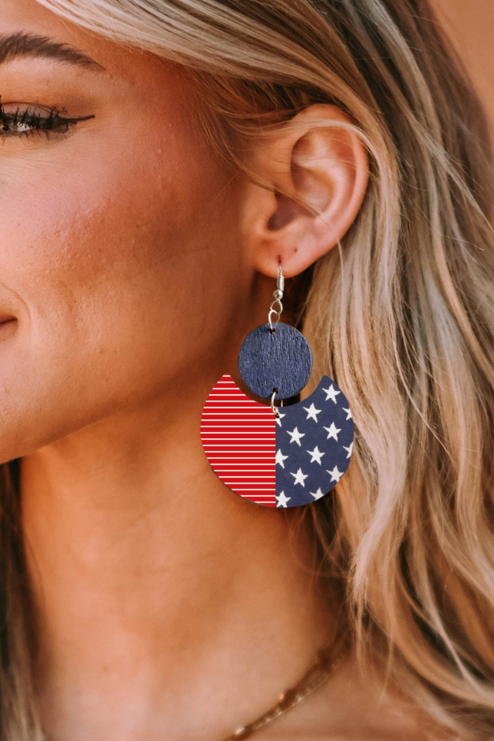 Multicolor Stars & Stripes Independent Day Dangle Earrings