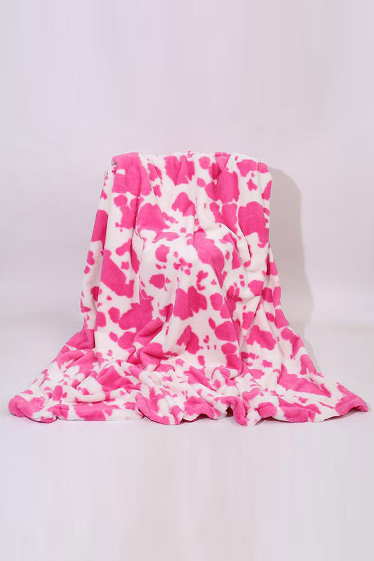 Dark Pink 75x100cm Animal Spot Print Flannel Blanket