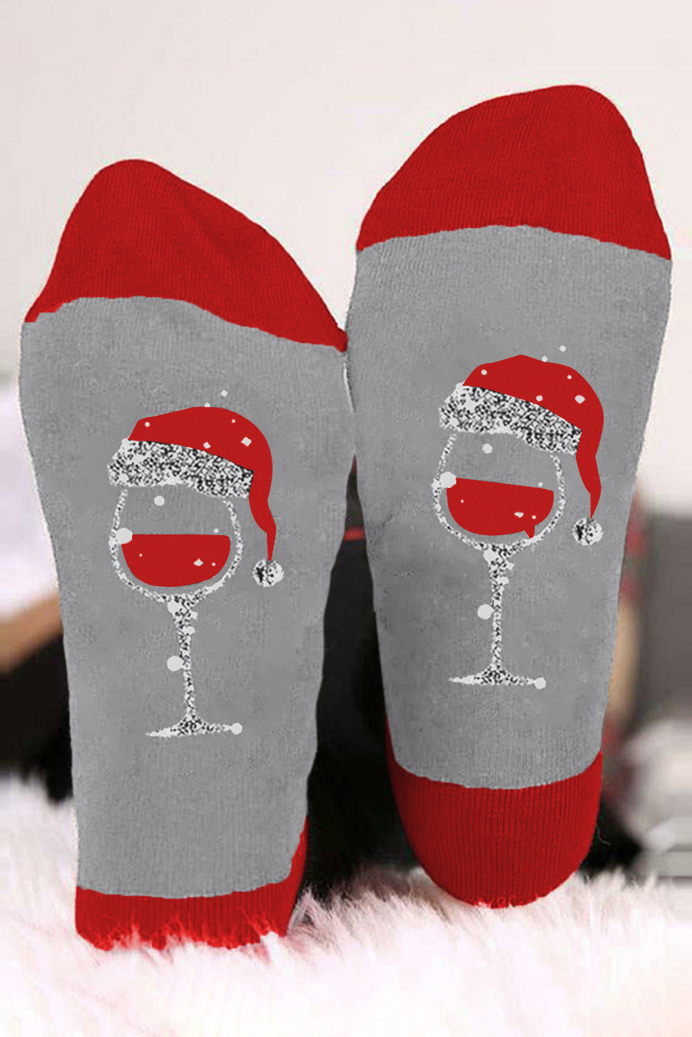 Black Christmas Champagne Santa Hat Graphic Socks