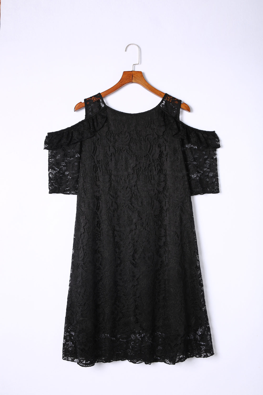 Black Lace Cold Shoulder Plus Size Dress