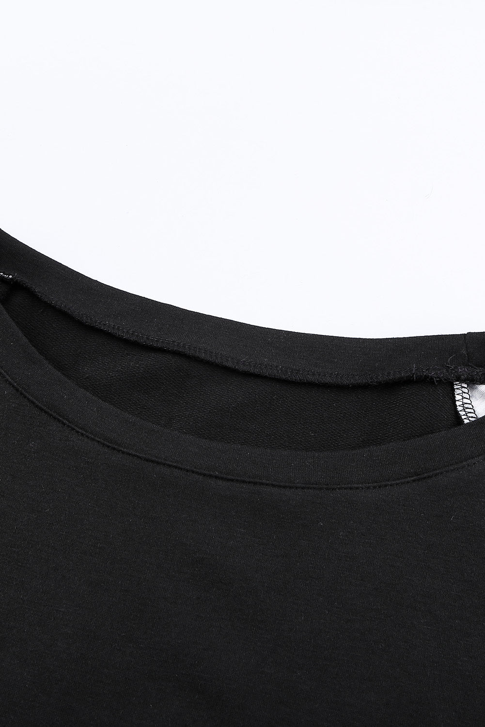 Black Leopard Print Distressed Raglan Sleeve Graphic Sweatshirt