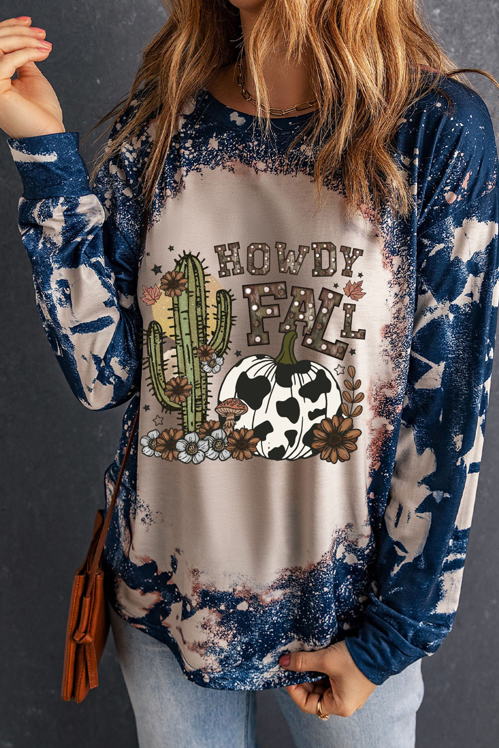 Multicolor HOWDY FALL Bleached Graphic Sweatshirt