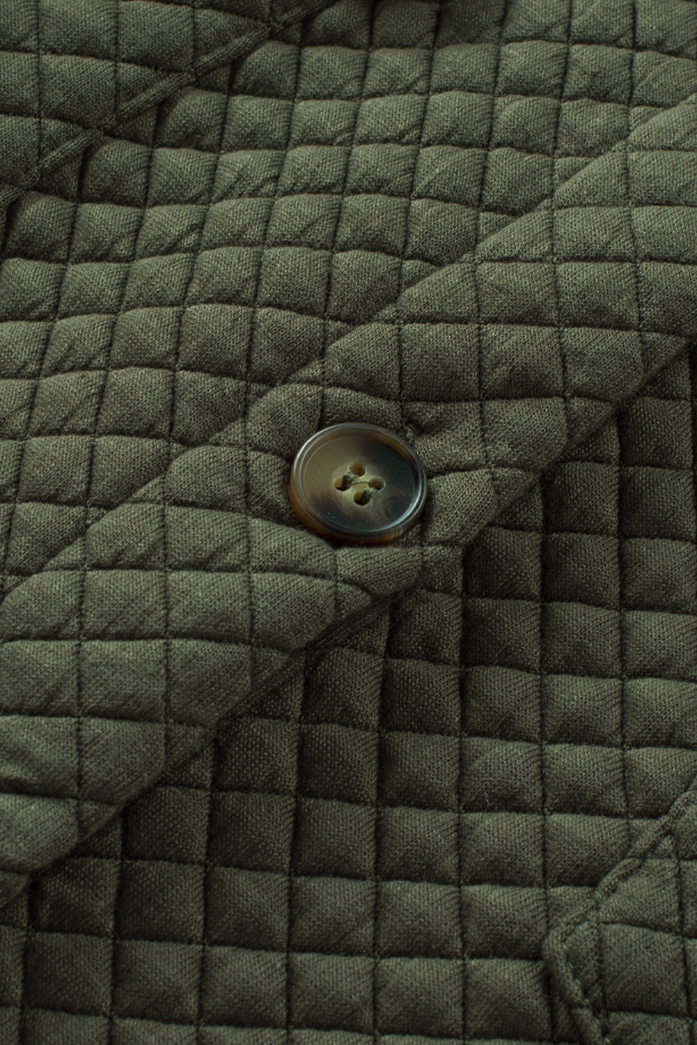 Black Lattice Texture Retro Flap Pocket Button Shacket