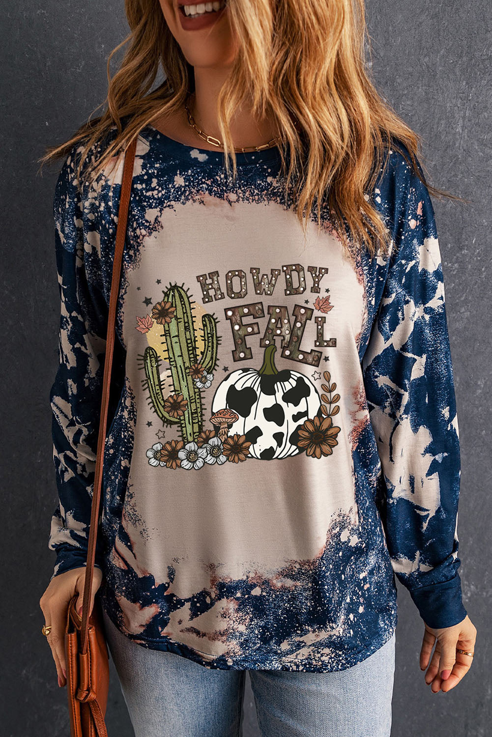 Multicolor HOWDY FALL Bleached Graphic Sweatshirt