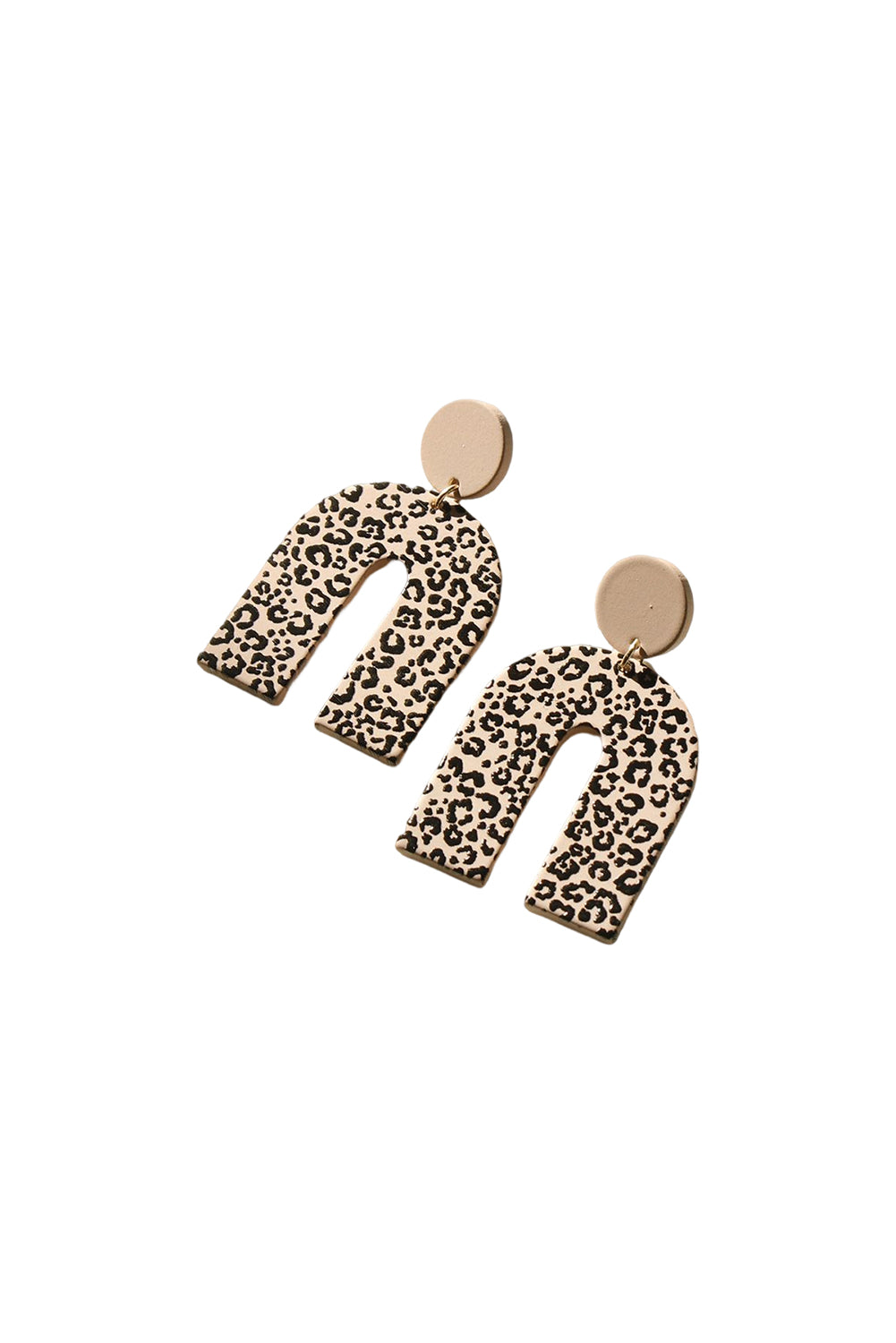 Beige Leopard Print Acrylic Door Shaped Earrings