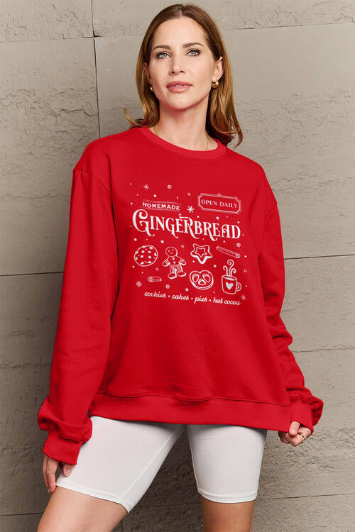 Simply Love Full Size GINGERBREAD Long Sleeve Sweatshirt