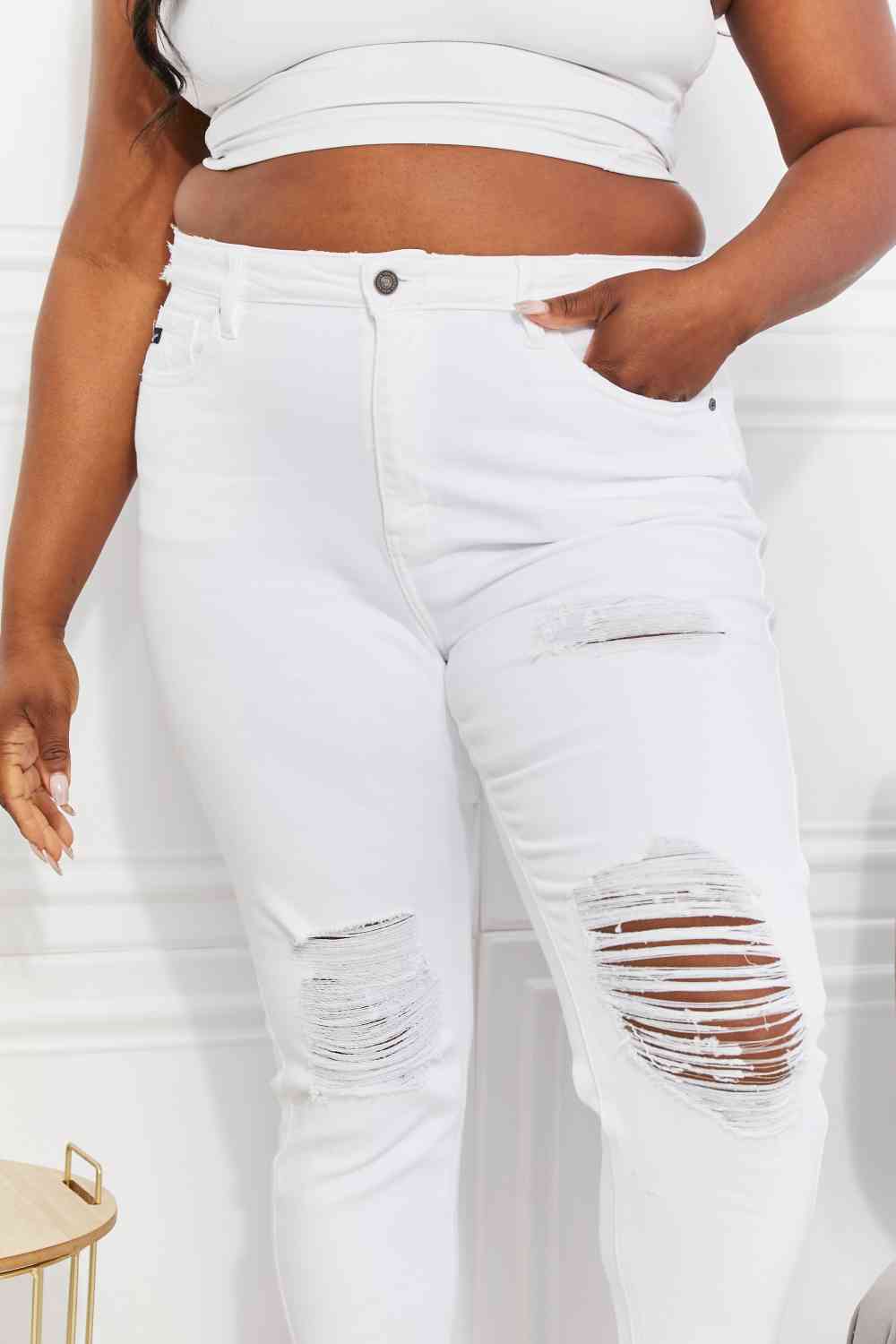 Kancan Full Size Juniper High Rise Slim Straight Distressed Jeans