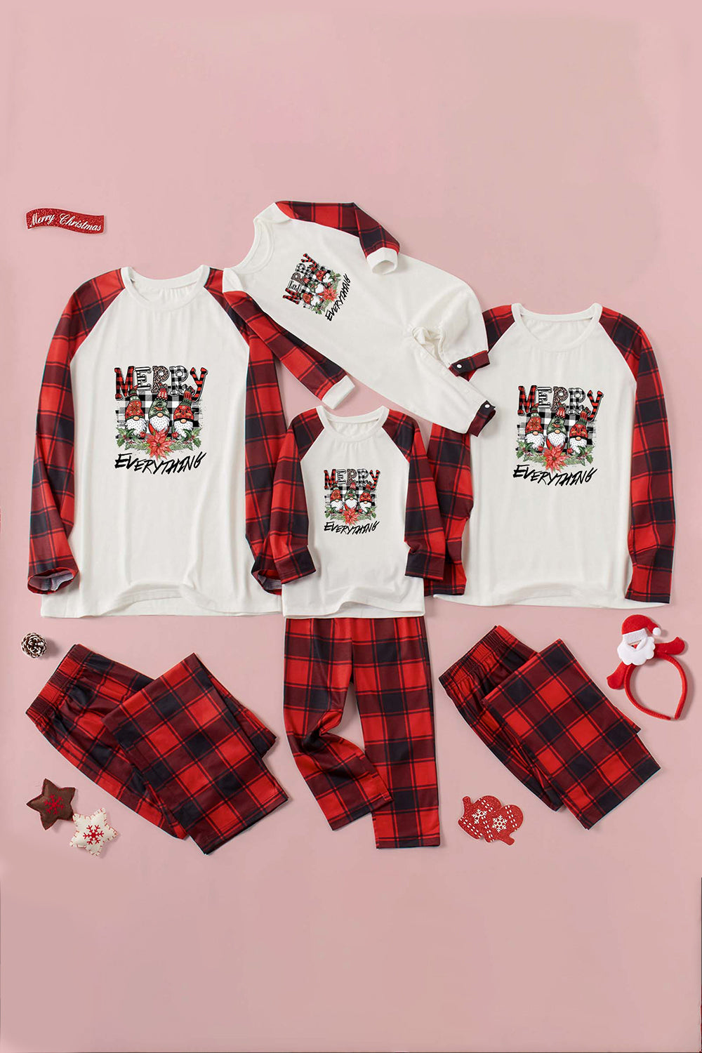 MERRY EVERYTHING Graphic Top and Plaid Pants Set
